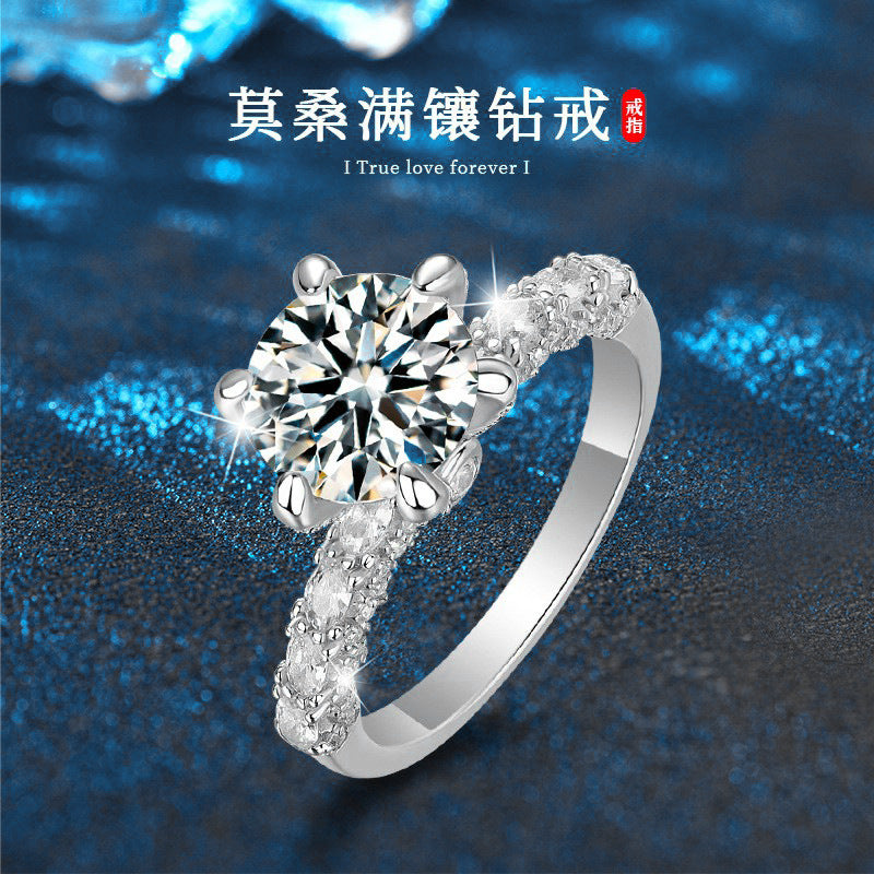 925 sterling silver moissanite diamond ring with 2 carats
