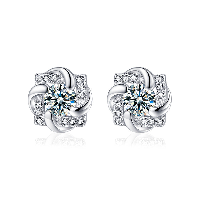 S925 Sterling Silver Moissanite Windmill Earrings, Unique Style, Fashionable High-end Design Earrings, Earrings