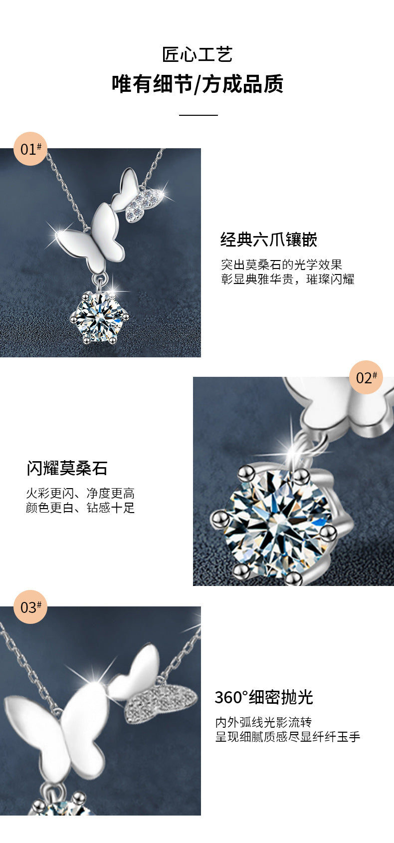 925 Silver Moissanite Butterfly Necklace, Colorfast, Women's Design, Autumn Winter High-end Collar Chain, Ins Unique Accessories