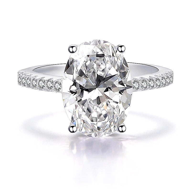 925 Silver Zirconia Dove Egg Ring Women's European and American Oval Shaped Engagement Ring Jewelry Cross-border Foreign Trade
