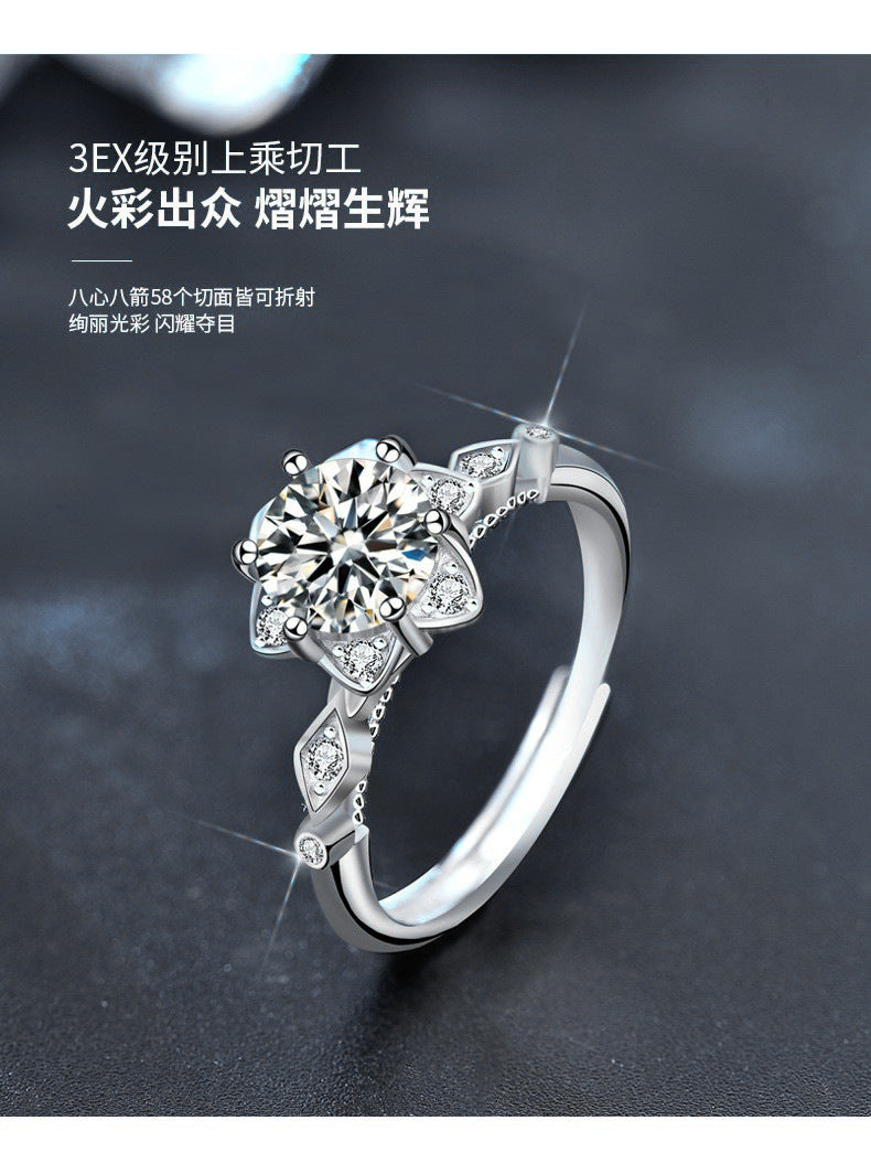 Original 925 Sterling Silver Ring for Women, Minimalist Moissanite Hand Jewelry, Unique Hexagram Fashion Engagement Ring
