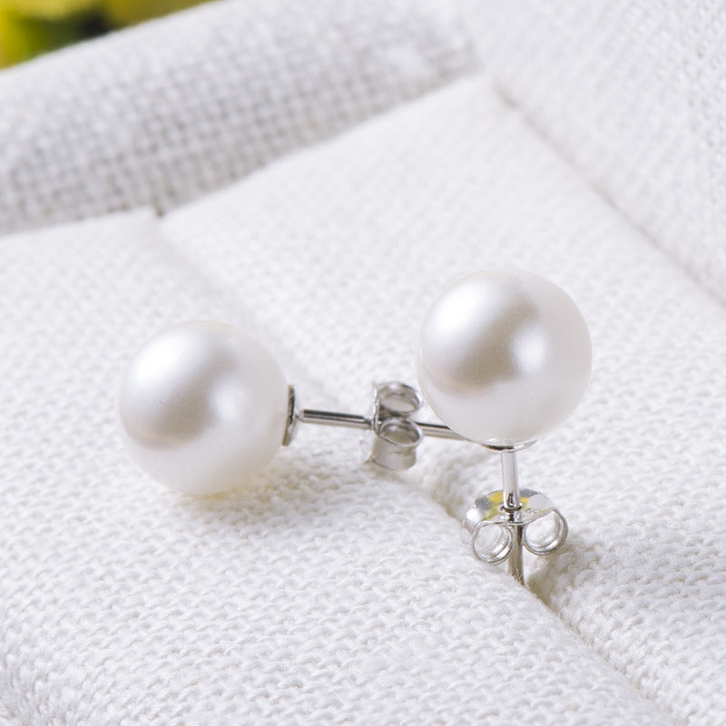 925 Silver Pearl Earrings, Women's European and American Fashion Earrings, Simple and Versatile Accessories, Wholesale, Cross-border Trade, Earrings 6mm