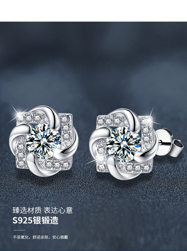 S925 Sterling Silver Moissanite Windmill Earrings, Unique Style, Fashionable High-end Design Earrings, Earrings