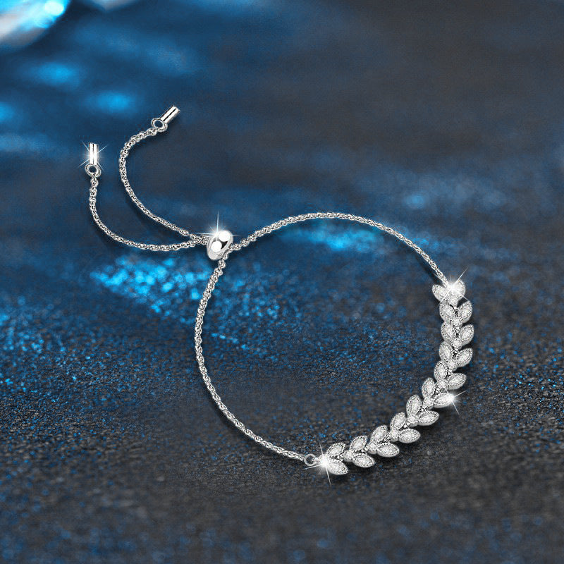 925 Silver Jewelry Wheat Chain Luxury Trendy Moissanite Adjustable Jewelry Bestseller