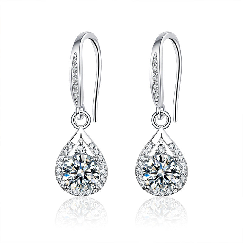 Teardrop Earrings 925 Sterling Silver High-End Women's Moissanite Stud Earrings European and American Exaggerated Earrings Cross-border Jewelry Ins