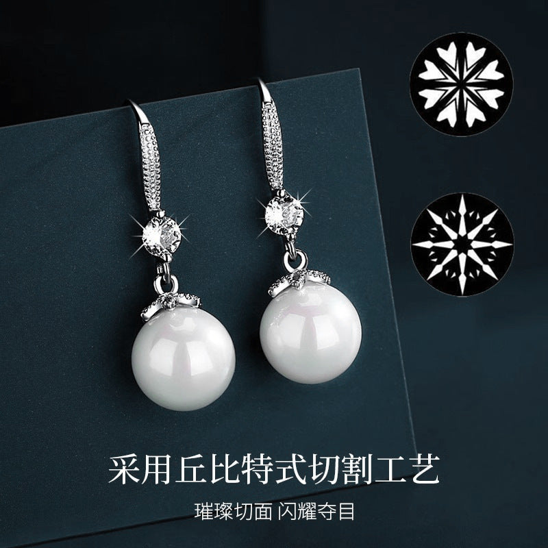Pearl Earring 925 Sterling Silver Moissanite Drop Earrings High-end Tassel Long Earrings