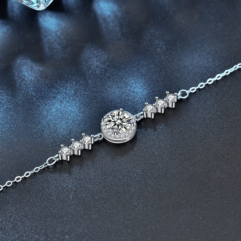 Minimalist Moissanite Bracelet for Women, Ins Style, Starry Sky, Round Package, Elegant and Simple Hand Jewelry, Student Best Friend Birthday Gift