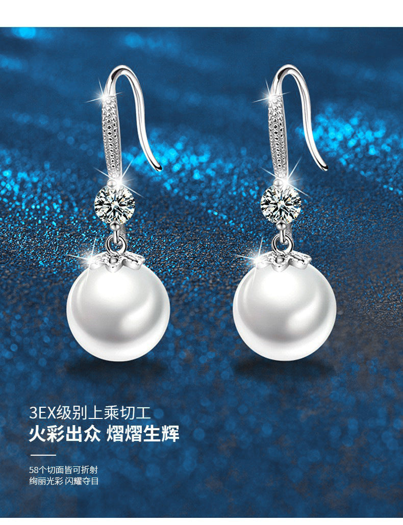 Pearl Earring 925 Sterling Silver Moissanite Drop Earrings High-end Tassel Long Earrings