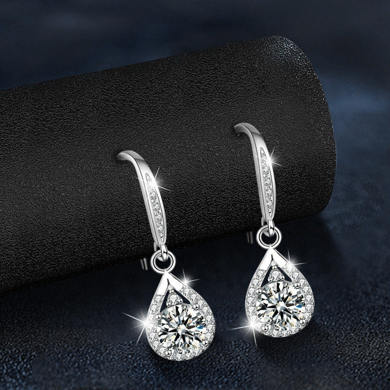 Teardrop Earrings 925 Sterling Silver High-End Women's Moissanite Stud Earrings European and American Exaggerated Earrings Cross-border Jewelry Ins