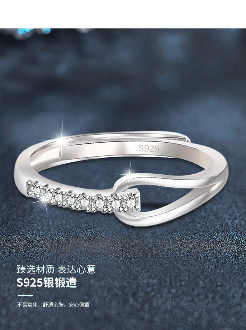 Mossianite 925 Silver Hollow Ring, Color-Lasting, Unique Design, Cold Style, Open Ring, Cross-border Jewelry