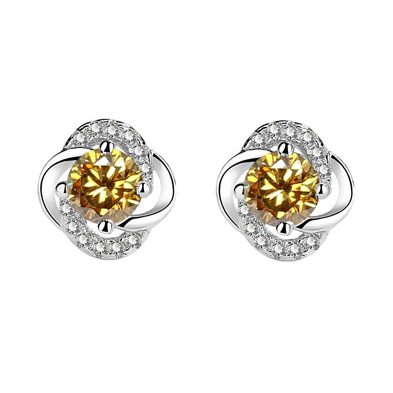 925 Silver Jewelry Moissanite Four-leaf Clover Earrings Simple Unique Design Earrings Drop Shipping Accessories Ins