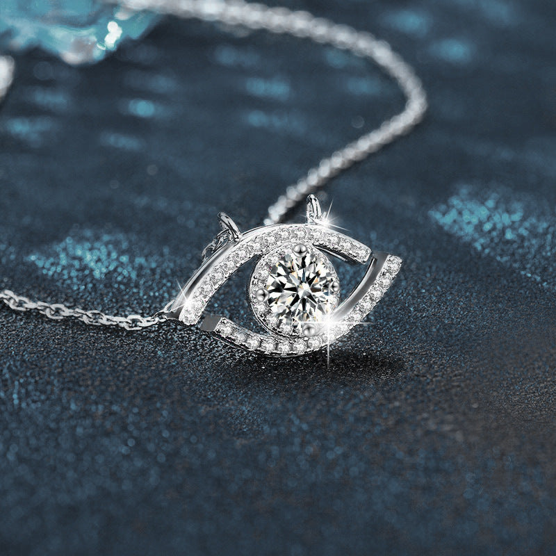 Cross-border necklace 925 pure silver women's moissanite demon eye pendant accessory jewelry high-end collar chain bestseller