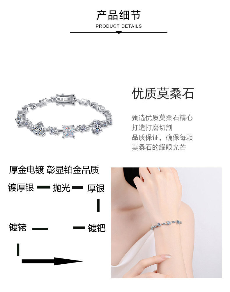 S925純銀莫桑石異形手鍊