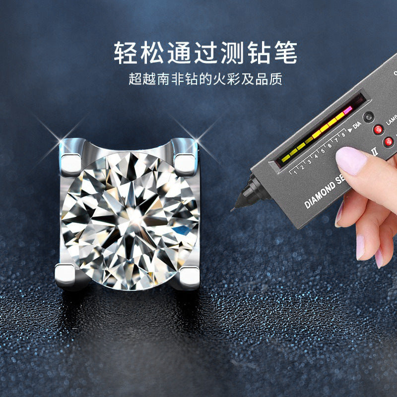 2024 New Stud Earrings 925 Sterling Silver Korean Style Women's Earrings Simple Moissanite Diamond Bull Head Earrings Retro Temperament Jewelry