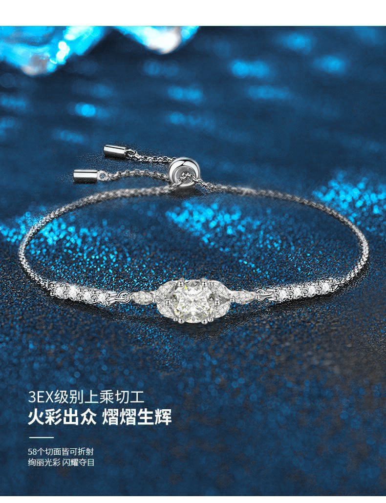 Moissanite bracelet for women, unique and versatile design, 925 pure silver accessory, DIY bracelet