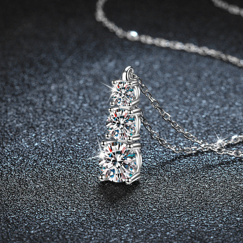 925 Sterling Silver Pendant Accessories Three Lives Three Worlds Necklace Women's Versatile High-End Moissanite D Color