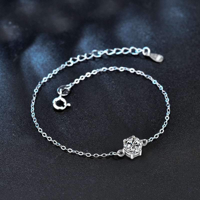 925 sterling silver six-claw bracelet jewelry wholesale student Korean version simple moissanite bracelet niche hexagonal bracelet