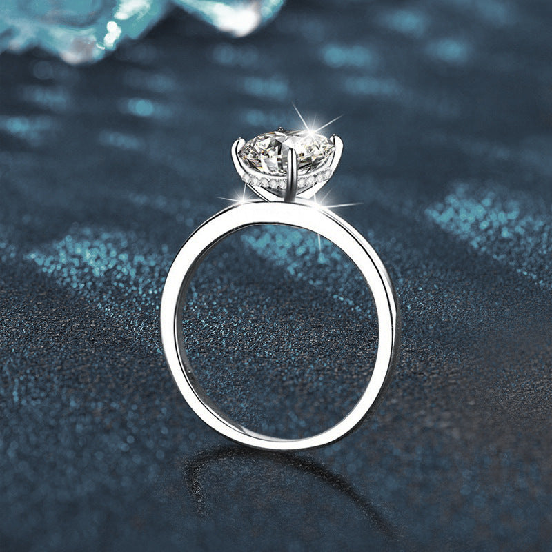 Cross-border Moissanite Pigeon Egg Ring Women's 925 Sterling Silver Accessories New Diamond Ring D Color Simulated Diamond Light Luxury High-End