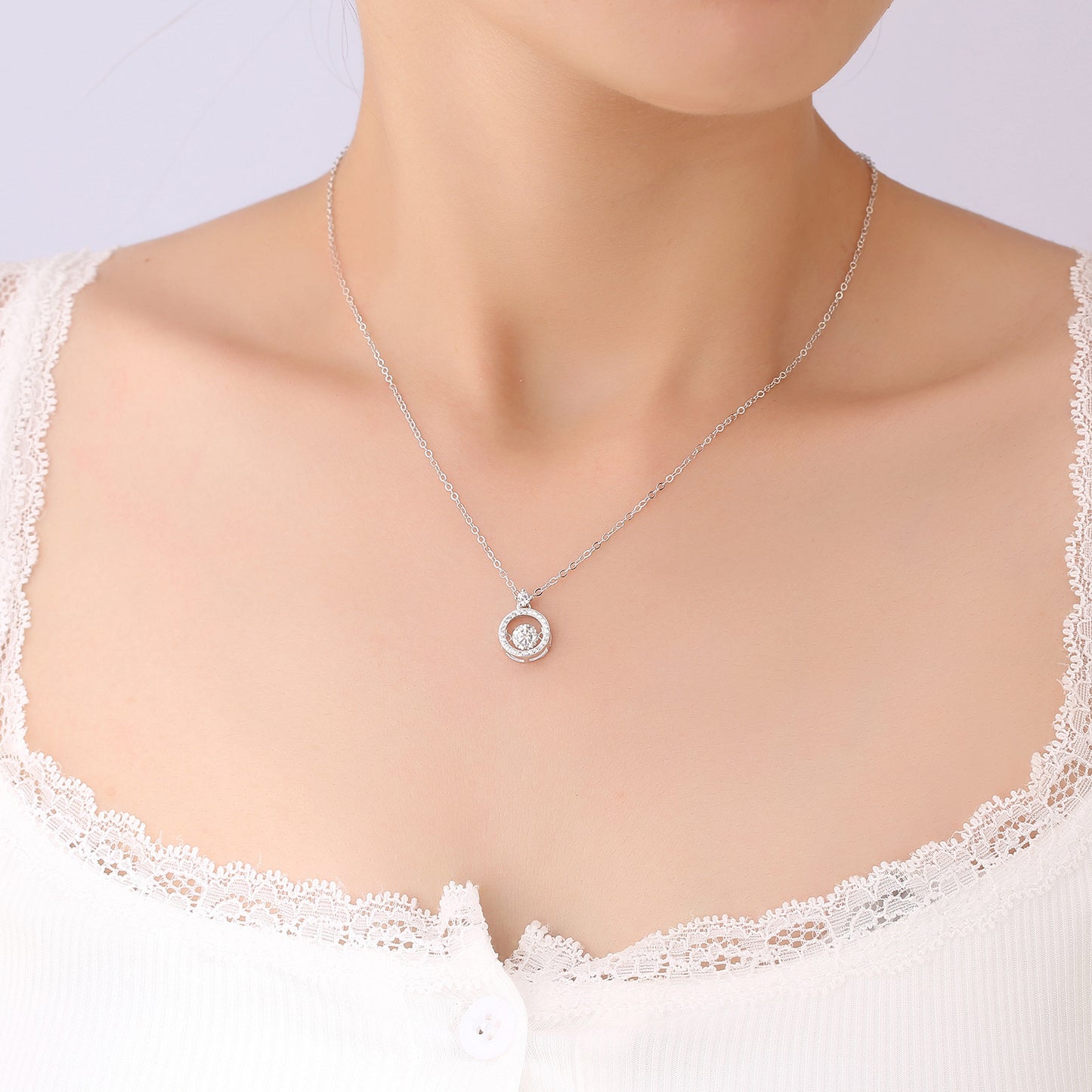Moosan 925 Sterling Silver Necklace, Girls' Summer Basic Unique and Lively Heart Pendant Jewelry