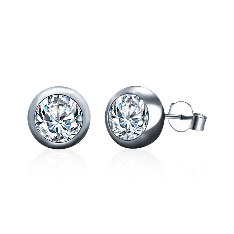 Classic s925 Sterling Silver Bubble Earrings Silver Needle High-end Luxurious Round Zircon Earrings Ear Jewelry ins