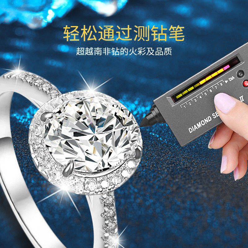 New cross-border accessories 925 sterling silver exaggerated ring women's European and American diamond ring Moissanite pigeon egg D color finger ring