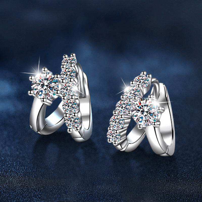 S925 Sterling Silver Earrings Women's Moissanite Stud Earrings Light Luxury High-End Cross-Border European and American Earrings