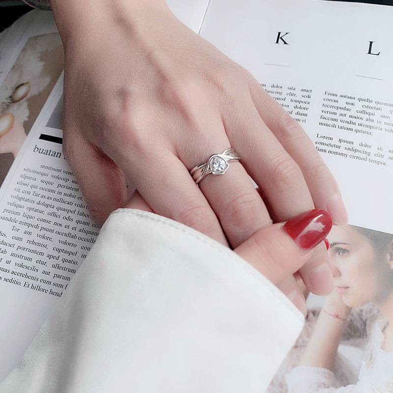 Original Princess and Knight Couple Rings Moissanite S925 Sterling Silver Rings Open Wedding Rings Jewelry Engraving
