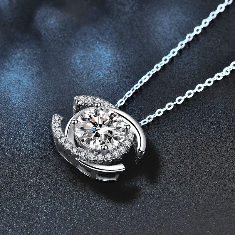 Moissanite Necklace 925 Sterling Silver Double C Letter Pendant Women's Clavicle Necklace Valentine's Day Gift Jewelry