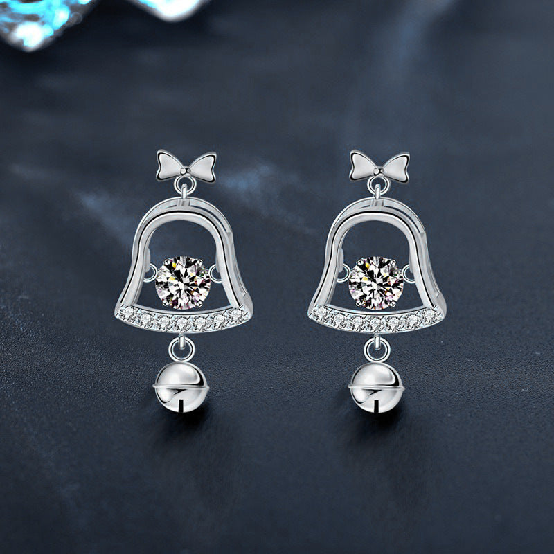 Mossianite Christmas Bell Earrings Stylish Tassel High-end Earrings 925 Pure Silver Cross-border Earrings