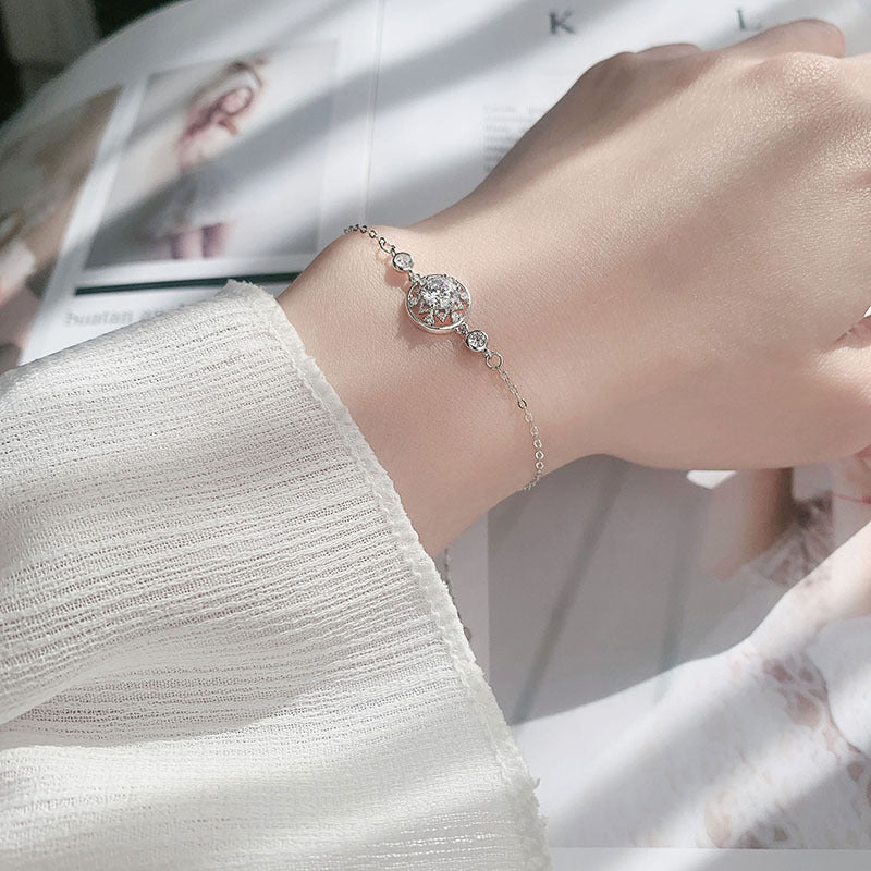 Original Jewelry 925 Sterling Silver Pave Dreamcatcher Bracelet Fashion Round Moissanite Jewelry Student Bestie Gift