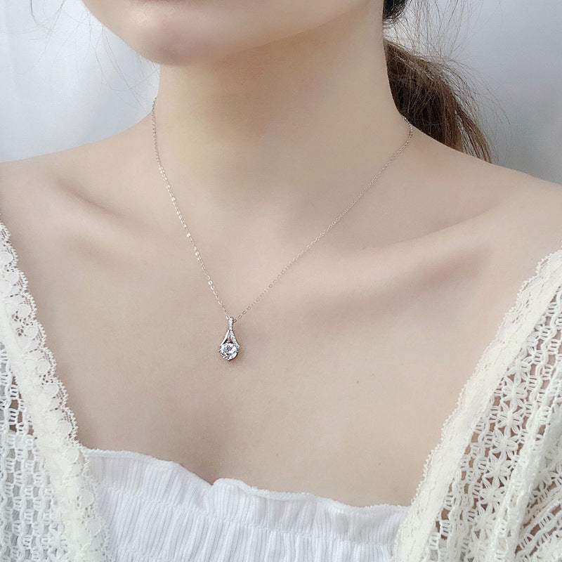 925 Sterling Silver Y-Shape Necklace Wholesale for Women 1 Carat Diamond Collar Accessory Moissanite Pendant Jewelry Gift