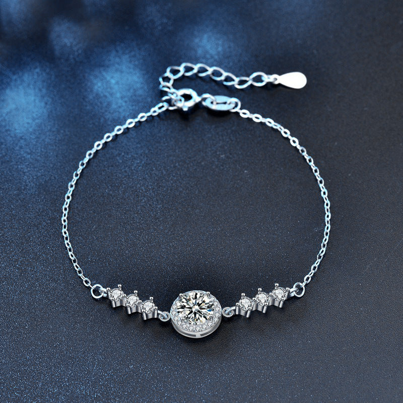 Minimalist Moissanite Bracelet for Women, Ins Style, Starry Sky, Round Package, Elegant and Simple Hand Jewelry, Student Best Friend Birthday Gift