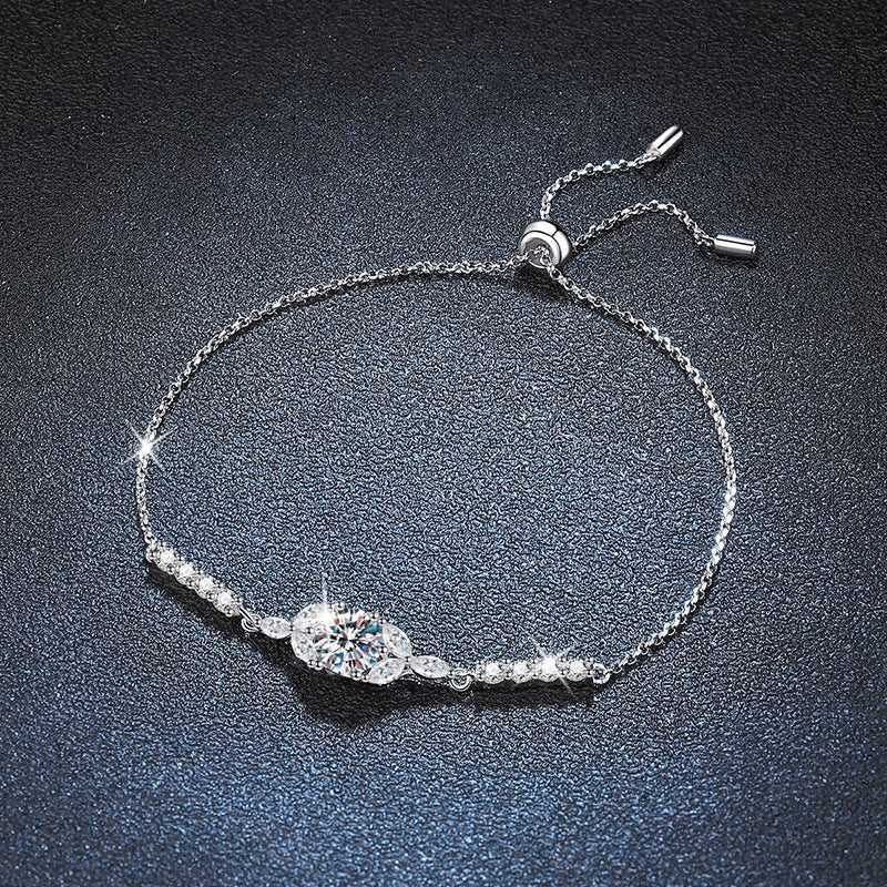 Moissanite bracelet for women, unique and versatile design, 925 pure silver accessory, DIY bracelet