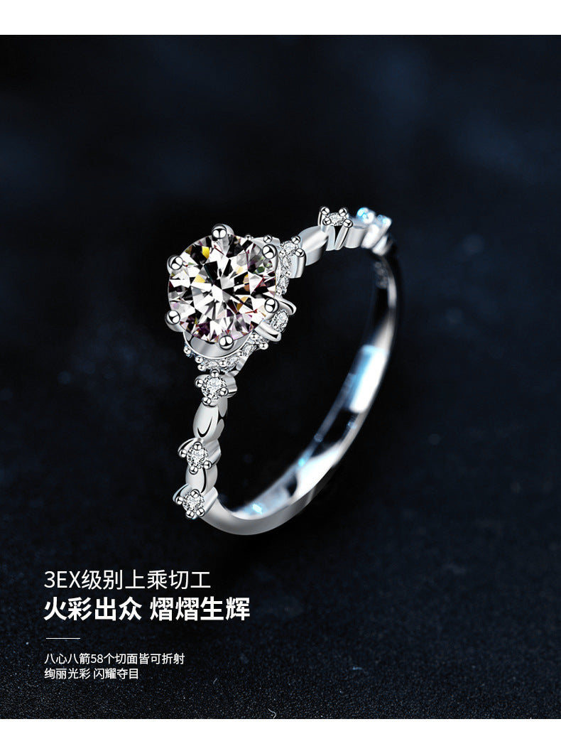 Bridal Bouquet Ring for Women 1 Carat 925 Sterling Silver Setting Moissanite Ring Holder Floral Minimalist Jewelry
