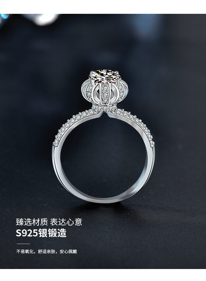 Crowned with love 925 silver moissanite engagement wedding ring single ring for women