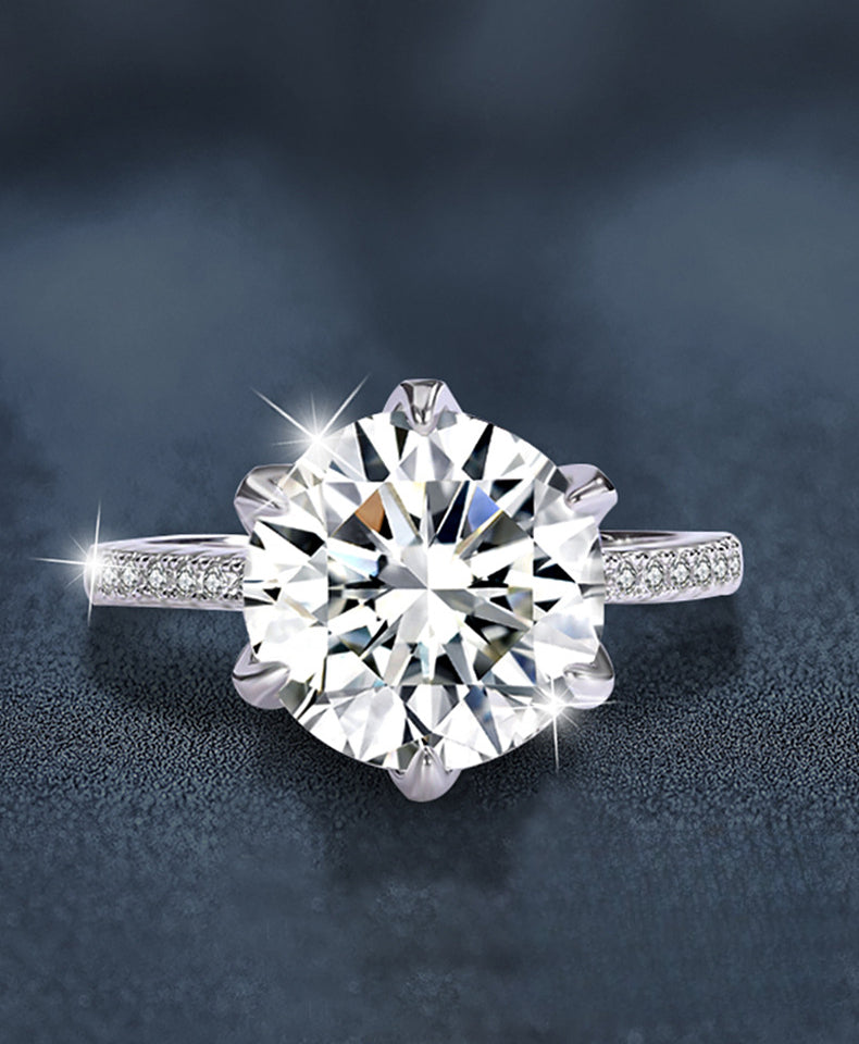 Moissanite S925 Silver Ring Women's High-End Exaggerated Hand Jewelry European and American Cross-Border Jewelry Silver Jewelry Wholesale