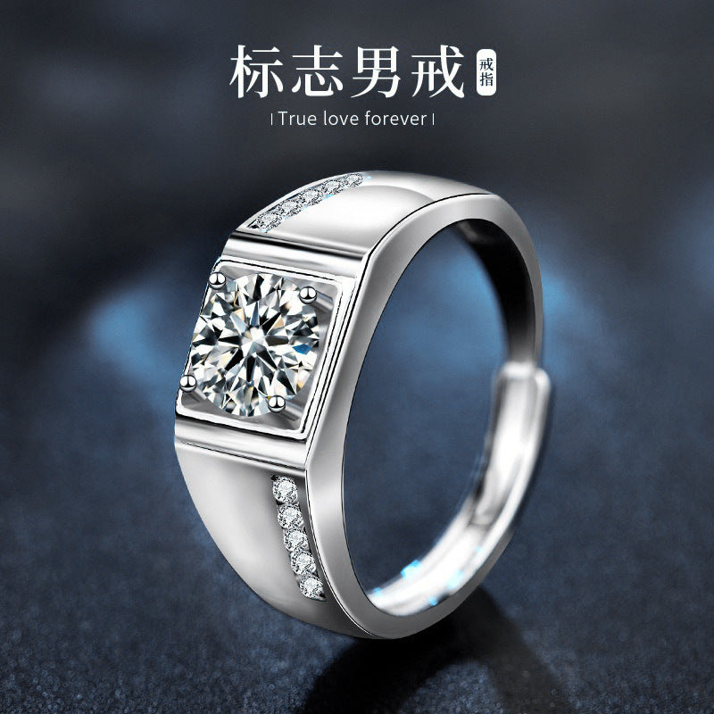 925 Silver Moissanite Ring Set Korean Fashion Couple Rings Gemstone Jewelry