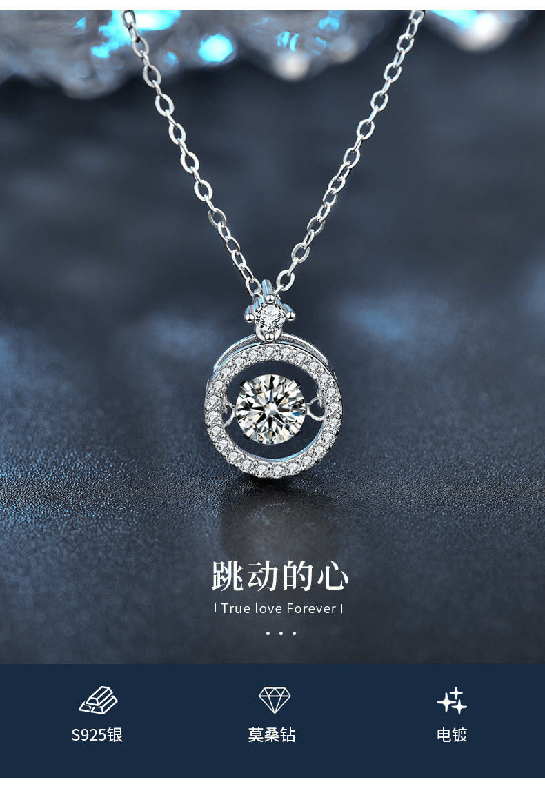 Moosan 925 Sterling Silver Necklace, Girls' Summer Basic Unique and Lively Heart Pendant Jewelry