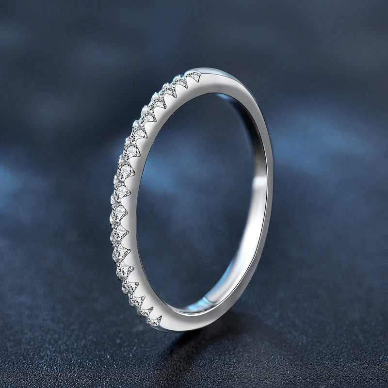 Simple Diamond Ring for Japan and South Korea, 925 Silver Moissanite Ring, Cold Ins Diamond Personal Ring, Women's Tail Ring