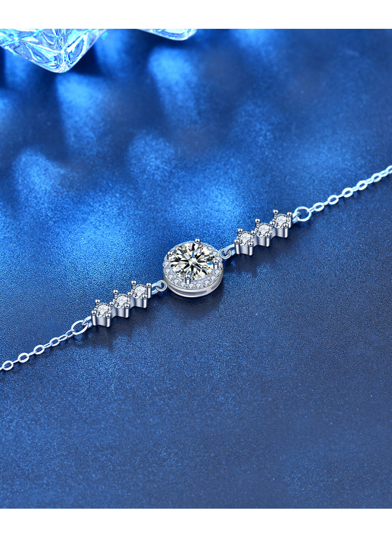 Minimalist Moissanite Bracelet for Women, Ins Style, Starry Sky, Round Package, Elegant and Simple Hand Jewelry, Student Best Friend Birthday Gift