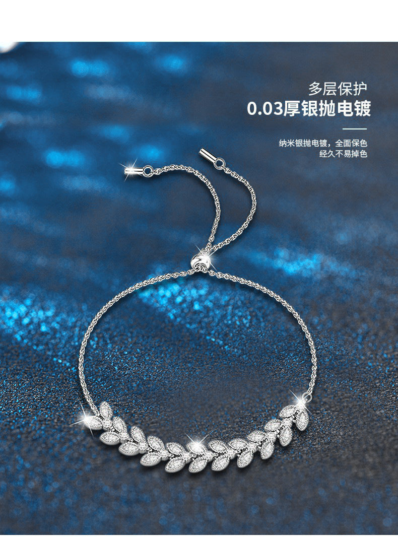 925 Silver Jewelry Wheat Chain Luxury Trendy Moissanite Adjustable Jewelry Bestseller