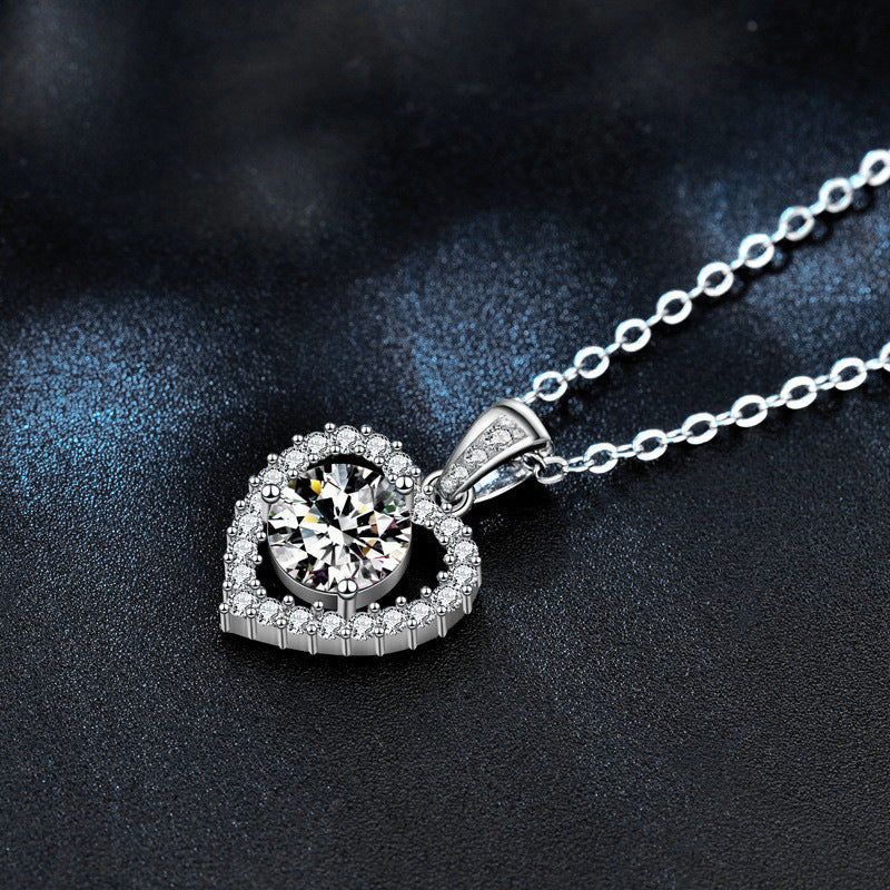 925 Silver Heart Necklace, Versatile and Unique Design, Moissanite Collar Pendant, Ins Gift for Girlfriend, Bridal Jewelry