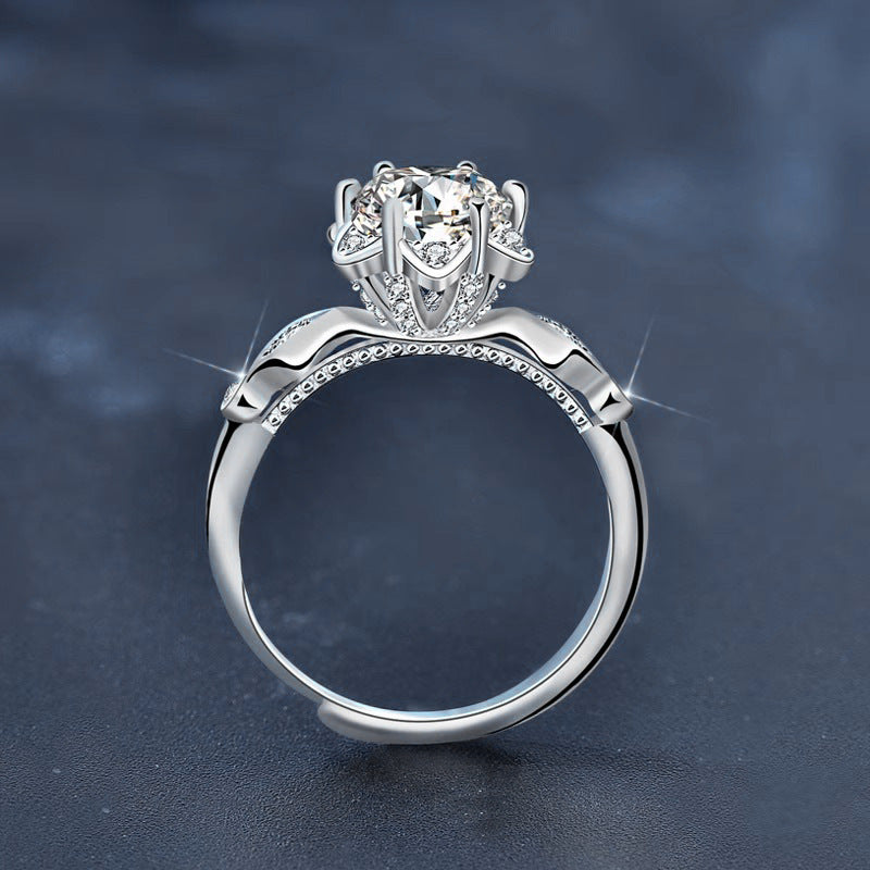 Original 925 Sterling Silver Ring for Women, Minimalist Moissanite Hand Jewelry, Unique Hexagram Fashion Engagement Ring