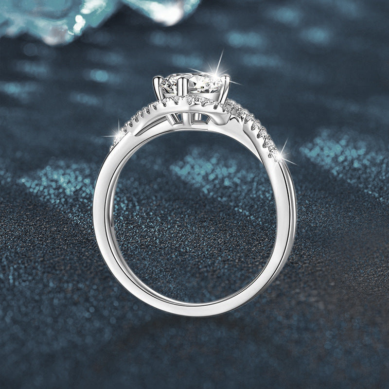 925 Silver Ring Moissanite European and American Style Decorative Ring Women's Trendy Product Cross-border Hot Sale Jewelry
