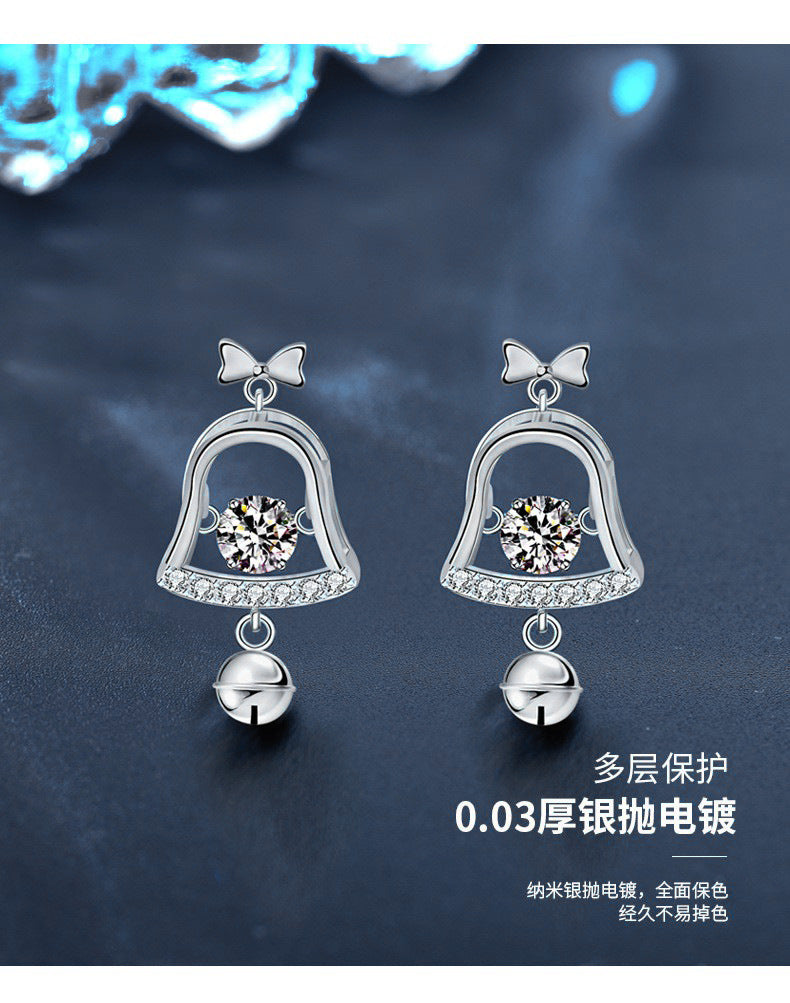 Mossianite Christmas Bell Earrings Stylish Tassel High-end Earrings 925 Pure Silver Cross-border Earrings