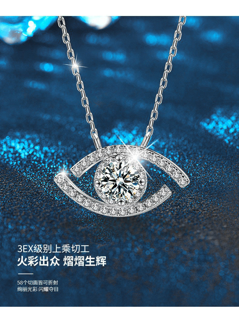 Cross-border necklace 925 pure silver women's moissanite demon eye pendant accessory jewelry high-end collar chain bestseller