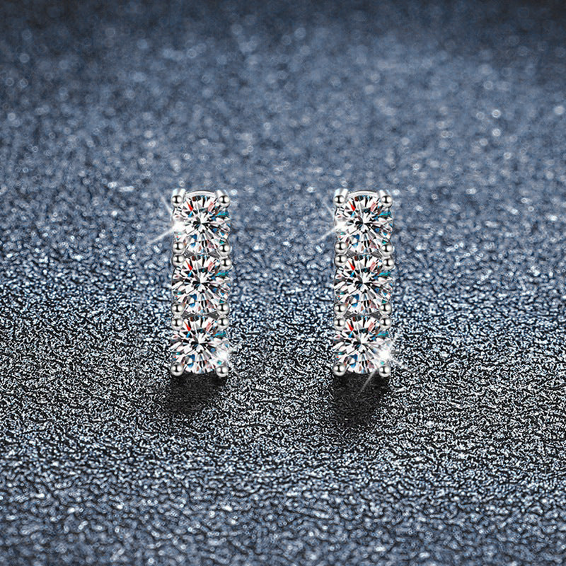 925 Sterling Silver Stud Earrings, Sparkling, Sophisticated, Colorfast Earrings, Moissanite Silver Needle Earrings, Cross-border Sales