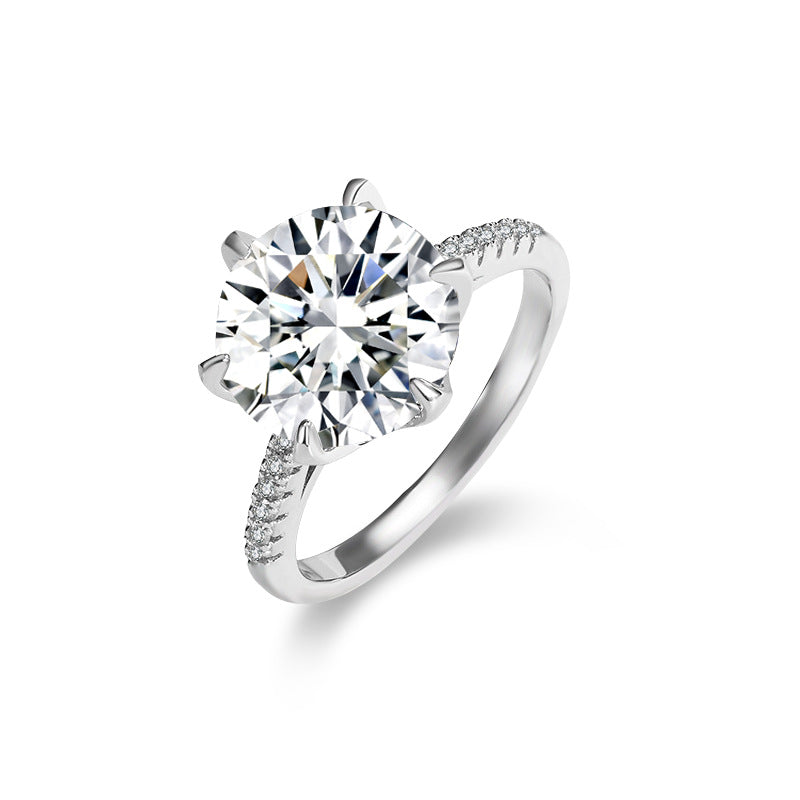 Moissanite S925 Silver Ring Women's High-End Exaggerated Hand Jewelry European and American Cross-Border Jewelry Silver Jewelry Wholesale