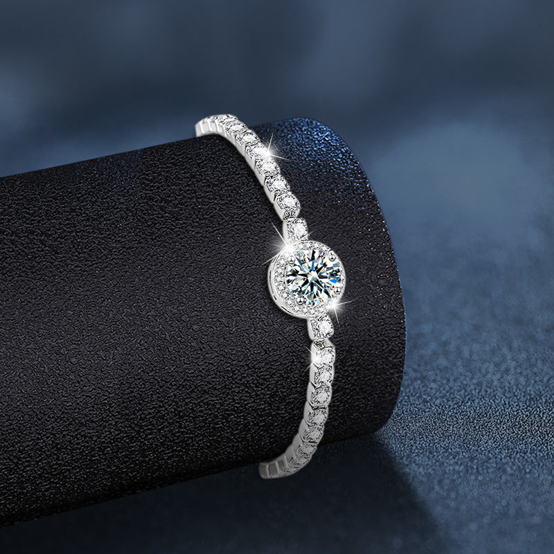 Cross-border 925 Sterling Silver Starry Sky Bracelet for Women, Light Luxury Niche Design Moissanite Jewelry