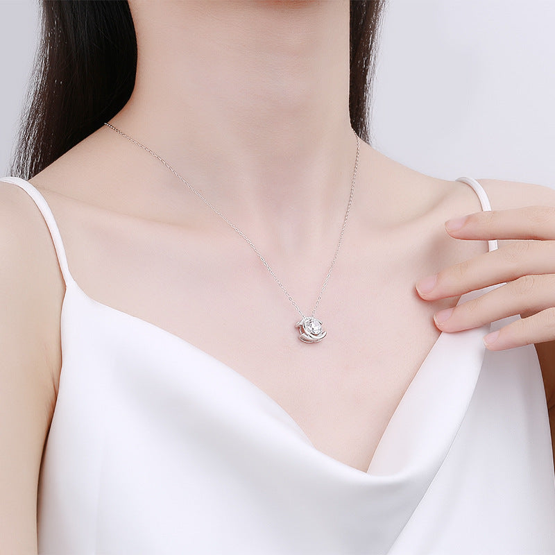 Moissanite Necklace 925 Sterling Silver Double C Letter Pendant Women's Clavicle Necklace Valentine's Day Gift Jewelry